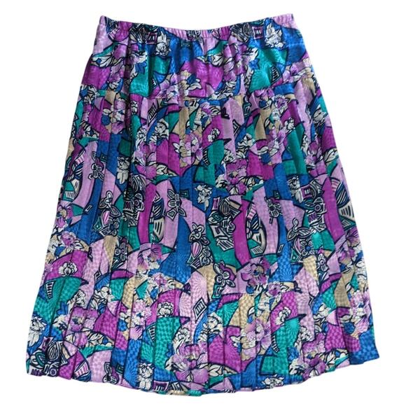 VTG Skirt Womens 18WP Made USA 90s Abstract Floral Elastic Waist Plus Petite - Picture 1 of 7
